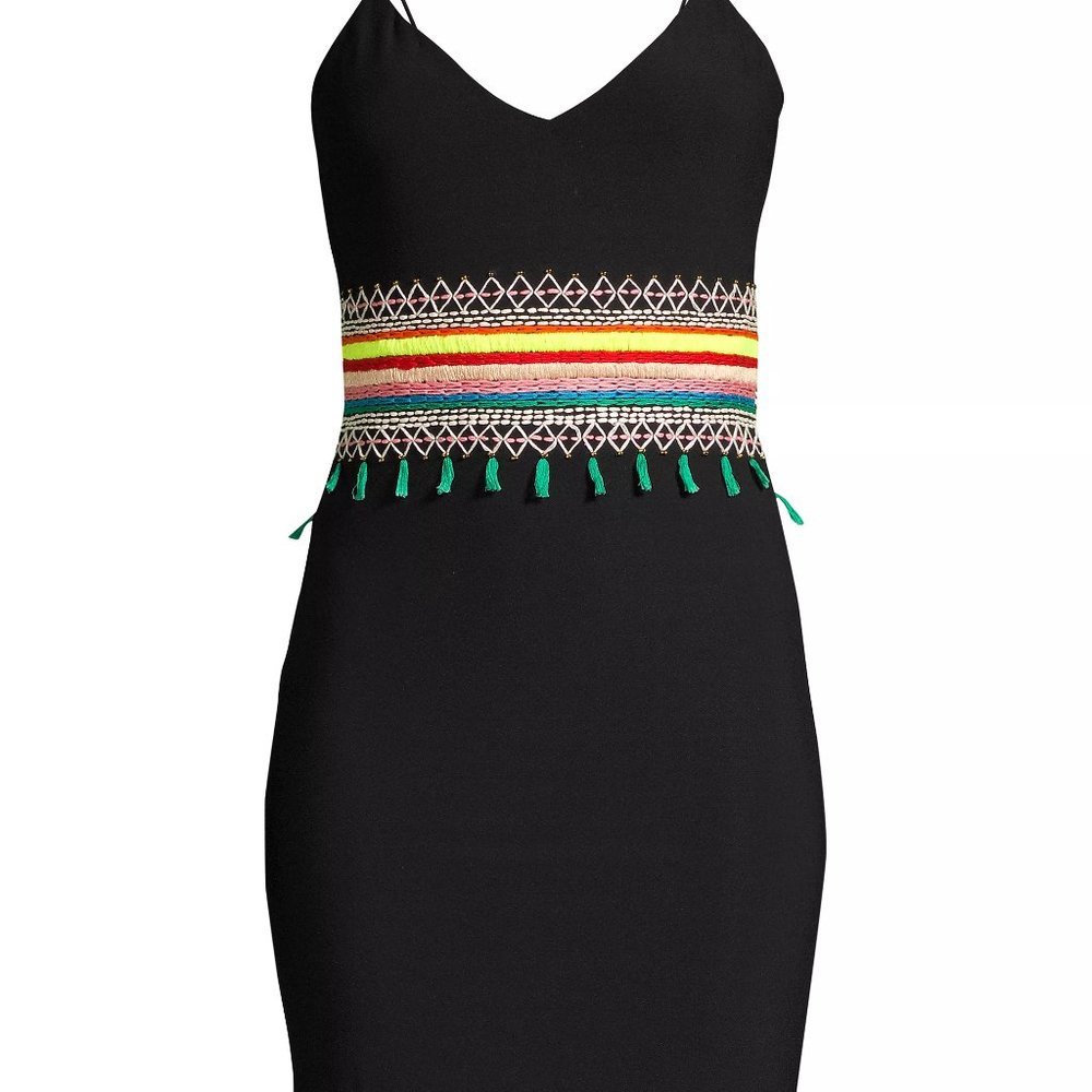 Alice & Olivia Loralee Embroidered Open-Back Fitted Dress - Picture 4 of 5